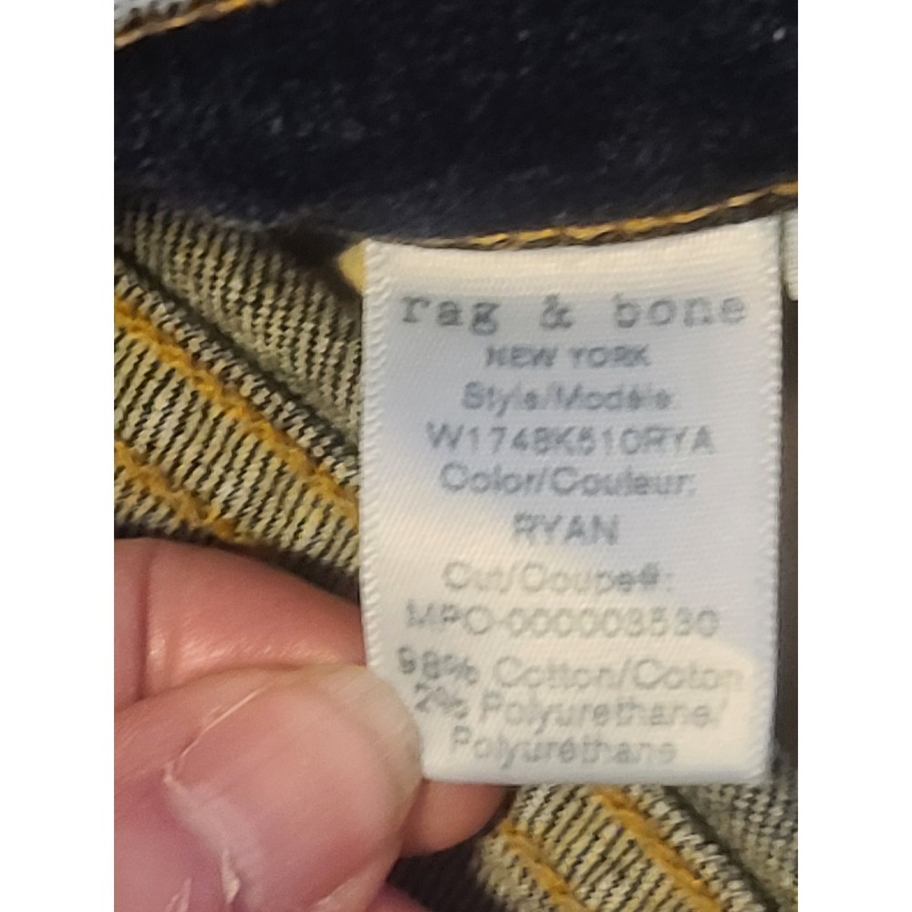 Rag & Bone Ryan Straight Leg Jeans Blue Raw Hem Sz 29 edgy distressed never worn - Picture 5 of 7